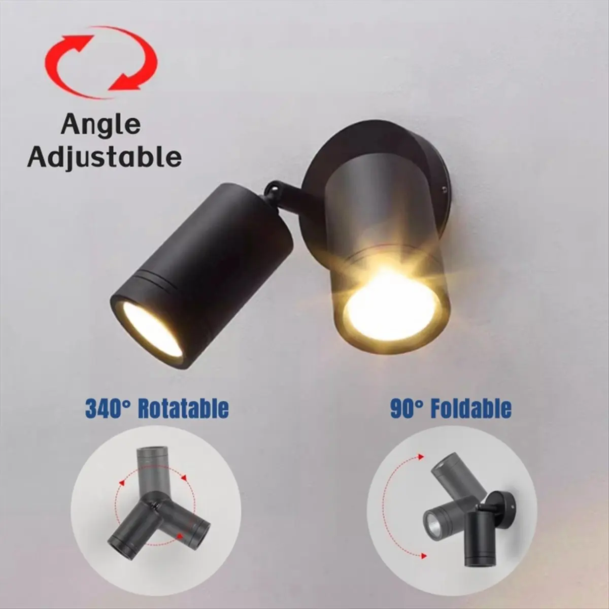 DT81 Outdoor LED Spotlight Waterproof Mounted Wall Sconce Garden Fence Balcony Decor Exterior Spot Lighting Fixture