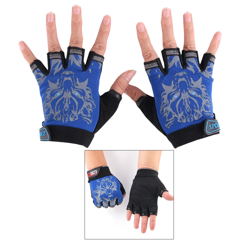 

Half Finger Cycling Eco-friendly Breathable Durable Blue Riding Kids Gloves Non-slip Sweat-absorbing Children Gloves