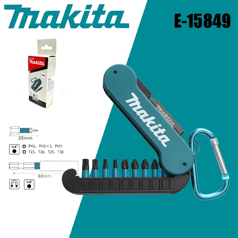 Imagem -02 - Makita E15849 Chave de Fenda Hexagonal Cruz Chave de Fenda Elétrica Bit Manga Magnética Ph1 Ph2 Ph3 T15 T20 T25 T30 Ferramenta Acessórios