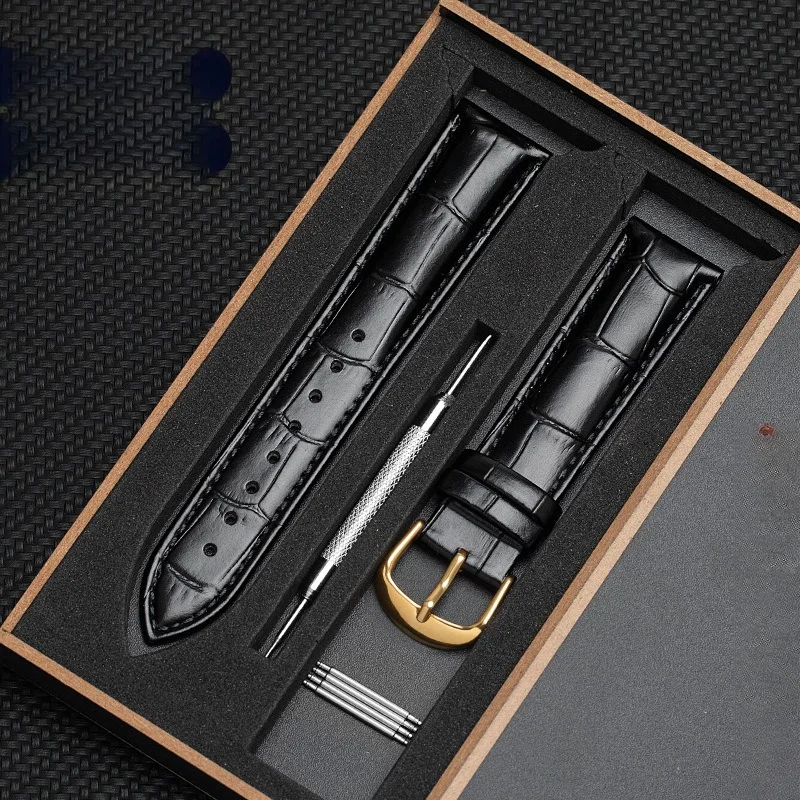 Leather strap with bamboo-shaped buckle, water-resistant, soft, double-sided top-grain cowhide, suitable for both men and women