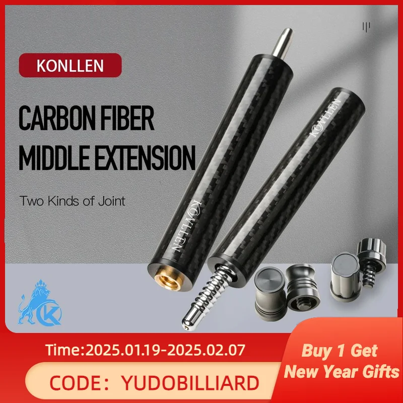 KONLLEN extensión media de fibra de carbono 3/8*8 Pin Radial Uniloc junta rápida 12cm taco de billar Carom Stick accesorios de billar