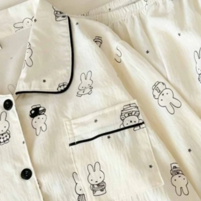 Cartoon Kawaii New Cotton Silk Pajamas Female Spring and Autumn Sweet Soft Lounge Clothes Can Be Worn Outside Comfortable Miffy