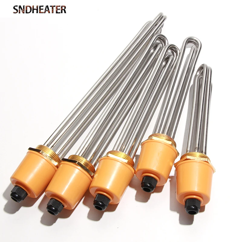 SNDHEATER Electric Water Heater DN32 DN40 DN50 Immersion Heating Element SUS304 220V Tubular Booster 3KW 4.5KW 6KW 9KW 380V 12KW