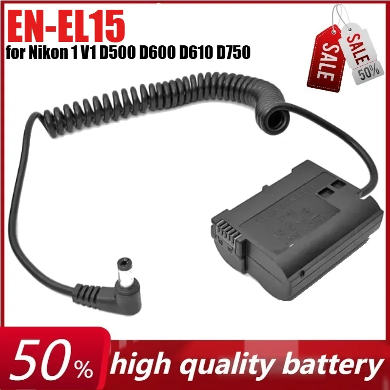 

EN-EL15 Dummy Battery EP-5B DC Coupler for Nikon 1 V1 D500 D600 D610 D750 D7000 D7100 D7200 D800 D800E D810 D810A D850 Cameras