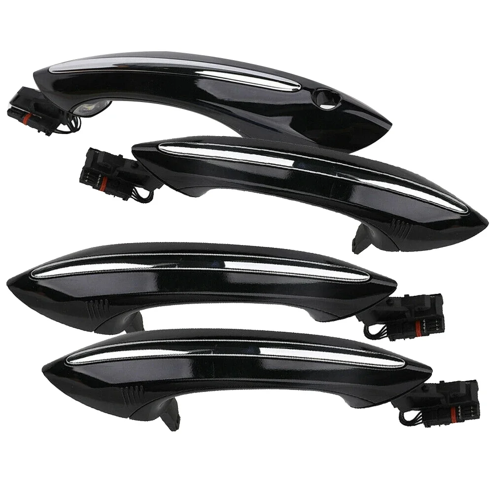 4X ชุดมือจับประตู Comfort เข้าออกสำหรับ BMW 5 6 7ซีรีส์ F07 F10 F11 F06 F12 F13 F01 F02 51217231931สีดำด้านนอก