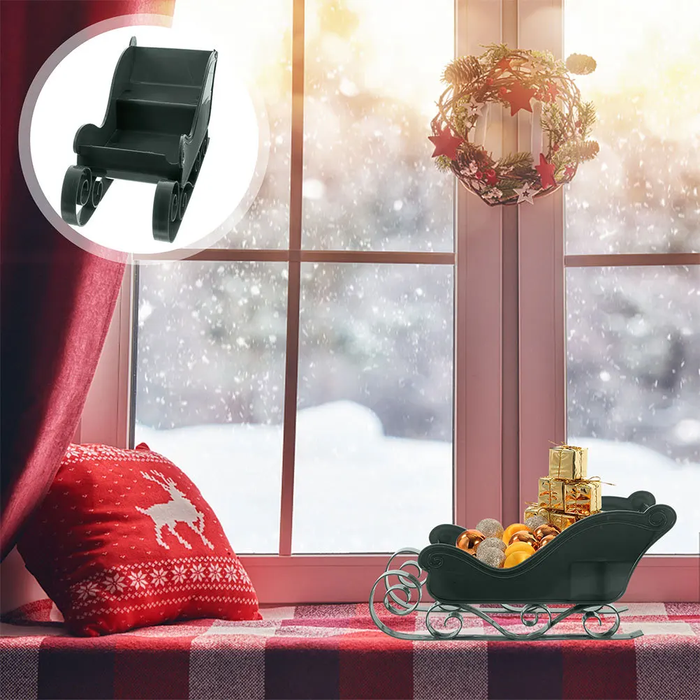 

2Pcs Snow Sleigh Decoration Christmas Mini Sleigh Ornament for Desktop Home Office Party Festive Xmas Decor Mantle Bookshelf
