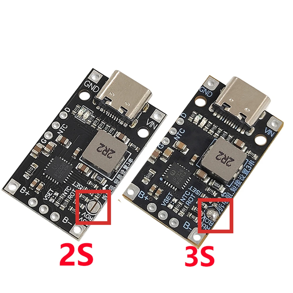 Typ-C USB 2S/3S BMS 15W 8,4V 12,6V 1,5A Lithium-Batterie-Lade-Boost-Modul mit symmetrischer Unterstützung Schnellladung mit Anzeige