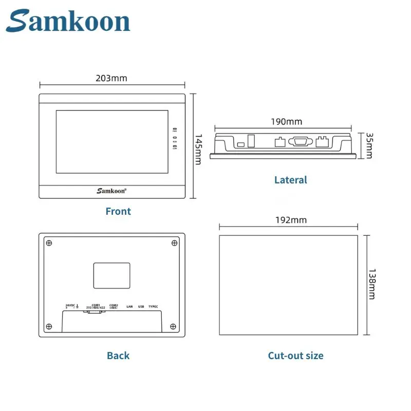 Samkoon EA-070B V4 7 Inch HMI Touch Screen 800x480 PLC Human Machine Interface RS232/485 Industrial Display Panel