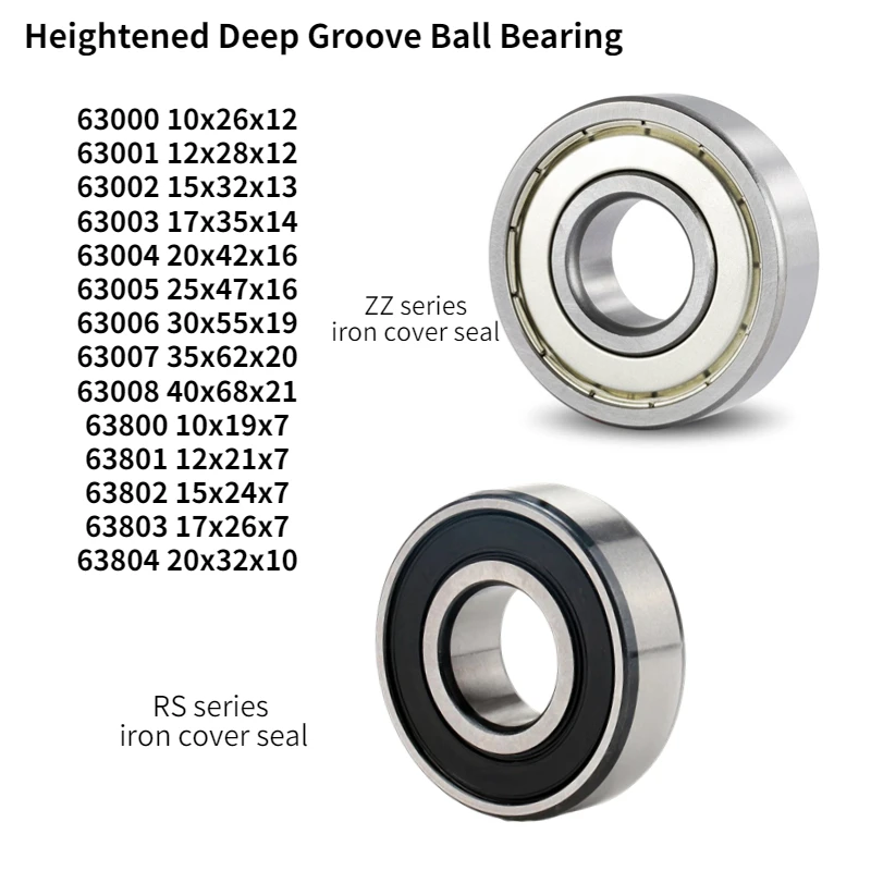 

1PCS Free Shipping High and wide deep groove ball bearing 63000 63001 63002 63003 63004 63005 6300663007 63008 Autocycle