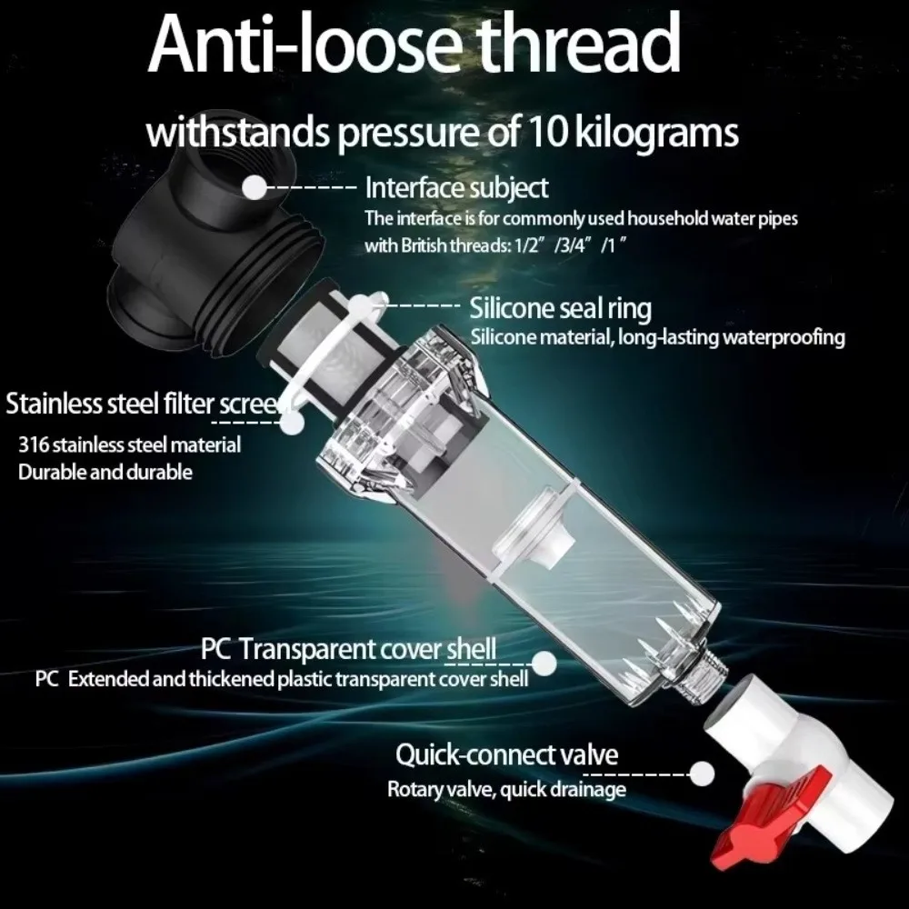 1/2 3/4 Female Thread Aquarium Feces Separator Precision Filtration Efficient Separation Sediment Water Filter Self-Cleaning