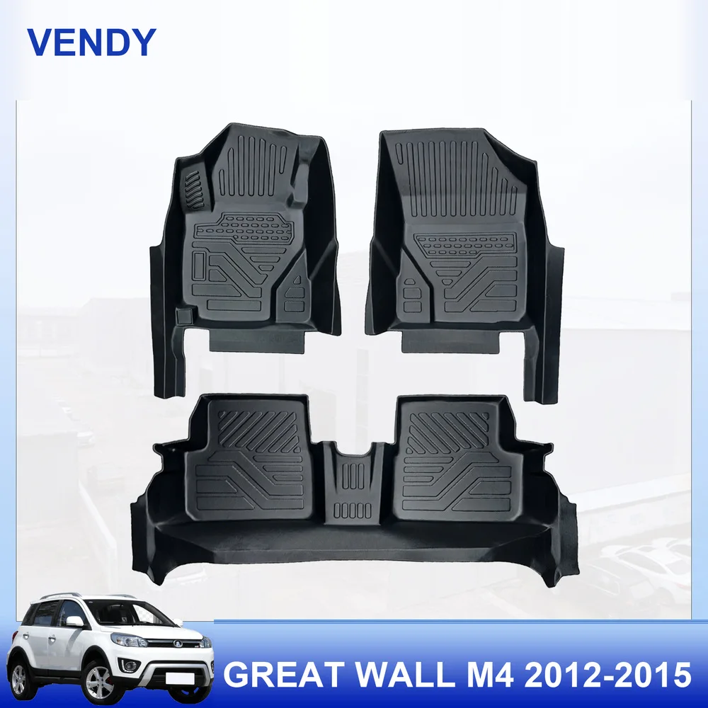 TPE Car Floor Mats Custom Fit for Great Wall M4 2012-2015 Left Hand Drive Full Set All Weather Waterproof Easy to Clean