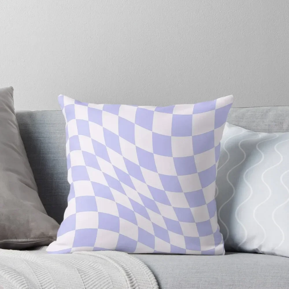 

Warped Check - Periwinkle Throw Pillow Couch Cushions Sofa Cushion Sofa Cushions Custom Cushion Photo Pillow