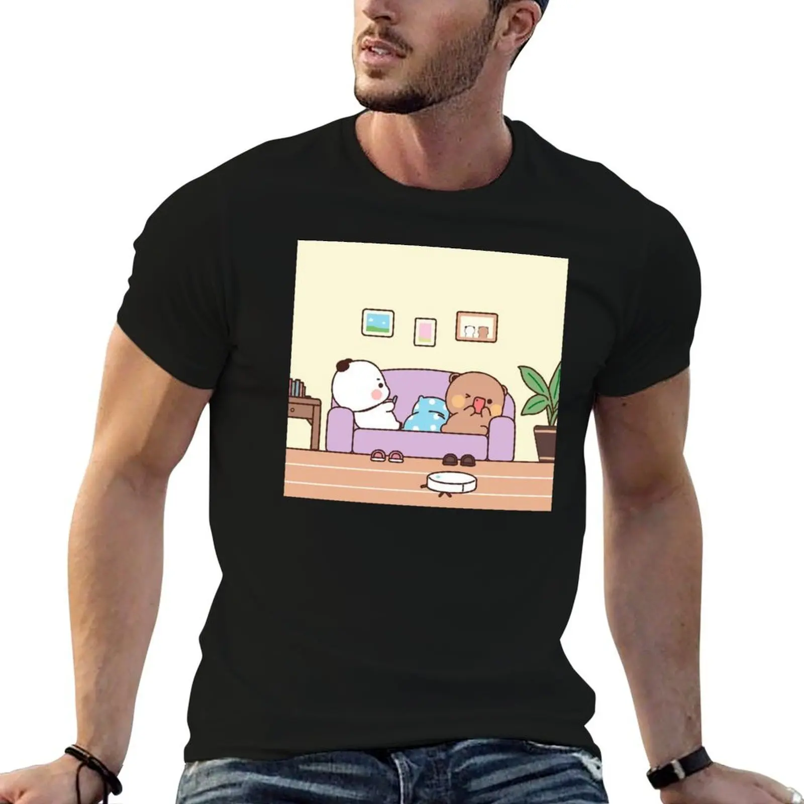 Dudu Couple Lover In Sofa Relaxing T-Shirt essential t shirt t shirt man cotton t shirts for man graphic vintage T-shirt