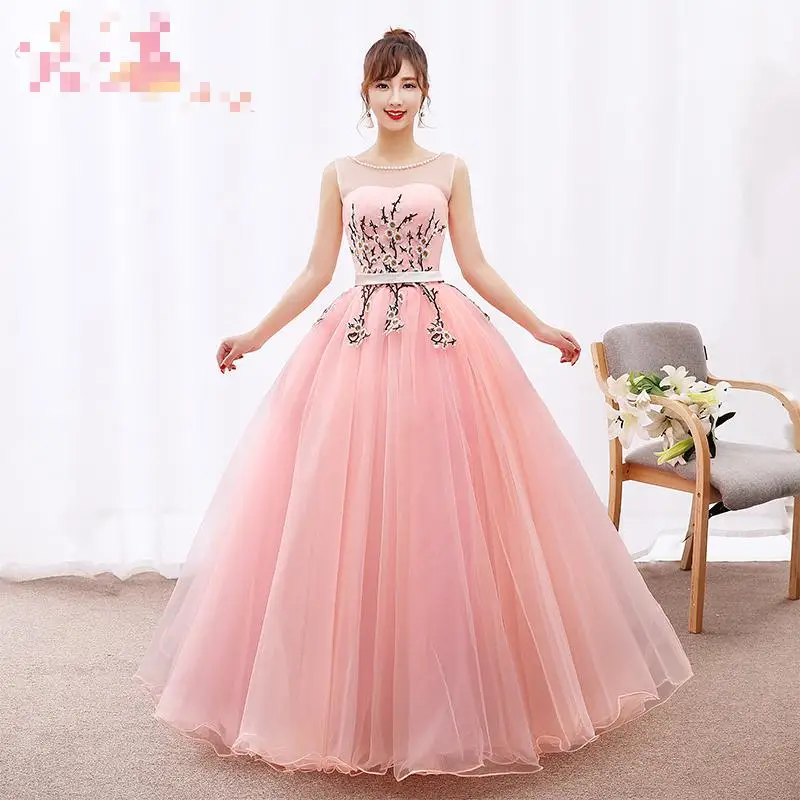 

Sweet Beading Scoop Neck Quinceanera Dresses Sexy Illusion Lace Sleeveless Vestido De Debutante Floor-length Flowers Ball Gown