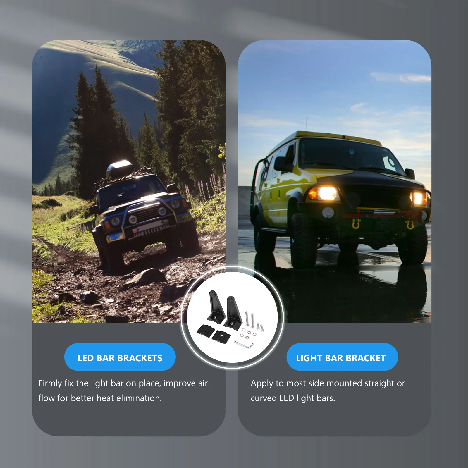 

Universal Work LED Light Bar Side Mount Bracket Rubber Pad Truck Light Bar Holder Anti-Scratch Anti-Vibration Bracket for Better