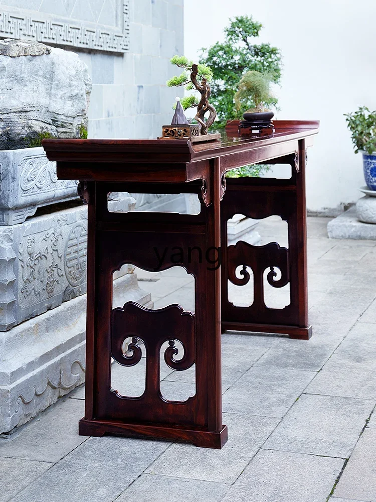 LMSandal Wood a Long Narrow Table-Piece Table Middle Hall Desk Table Console Tables Chinese Solid Wood Curved Table
