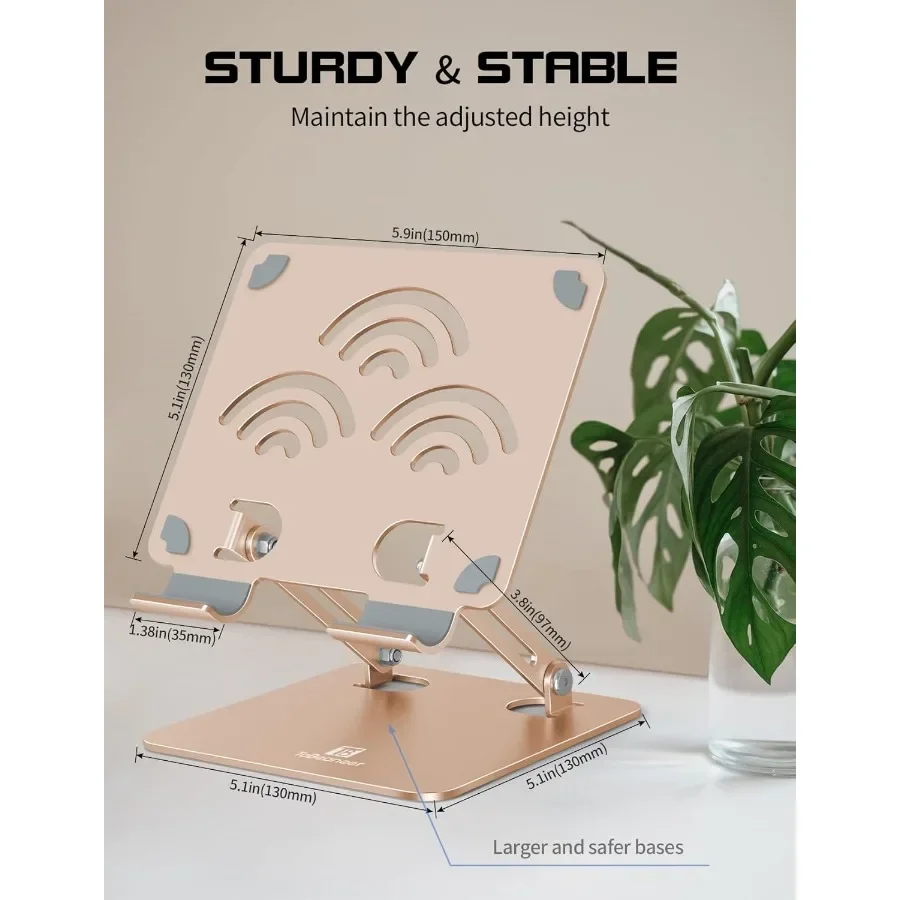 Soporte para tableta Soporte ajustable para tableta para escritorio Soporte portátil de aluminio premium para iPads Kindle Switch y teléfonos inteligentes Se adapta a 41