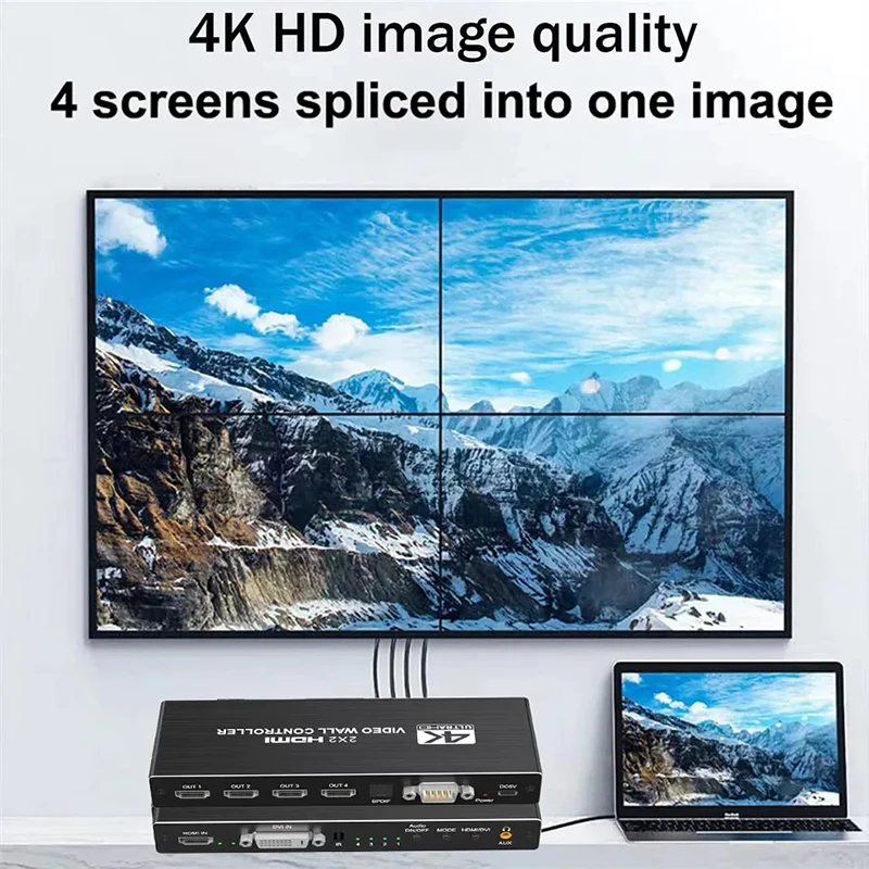 4K HDMI Video wall controller 2x2 HDMI DVI Video wall Processor 1X2 1X4 1X3 2X1 3x1 4X1 multi video screen processor splicer