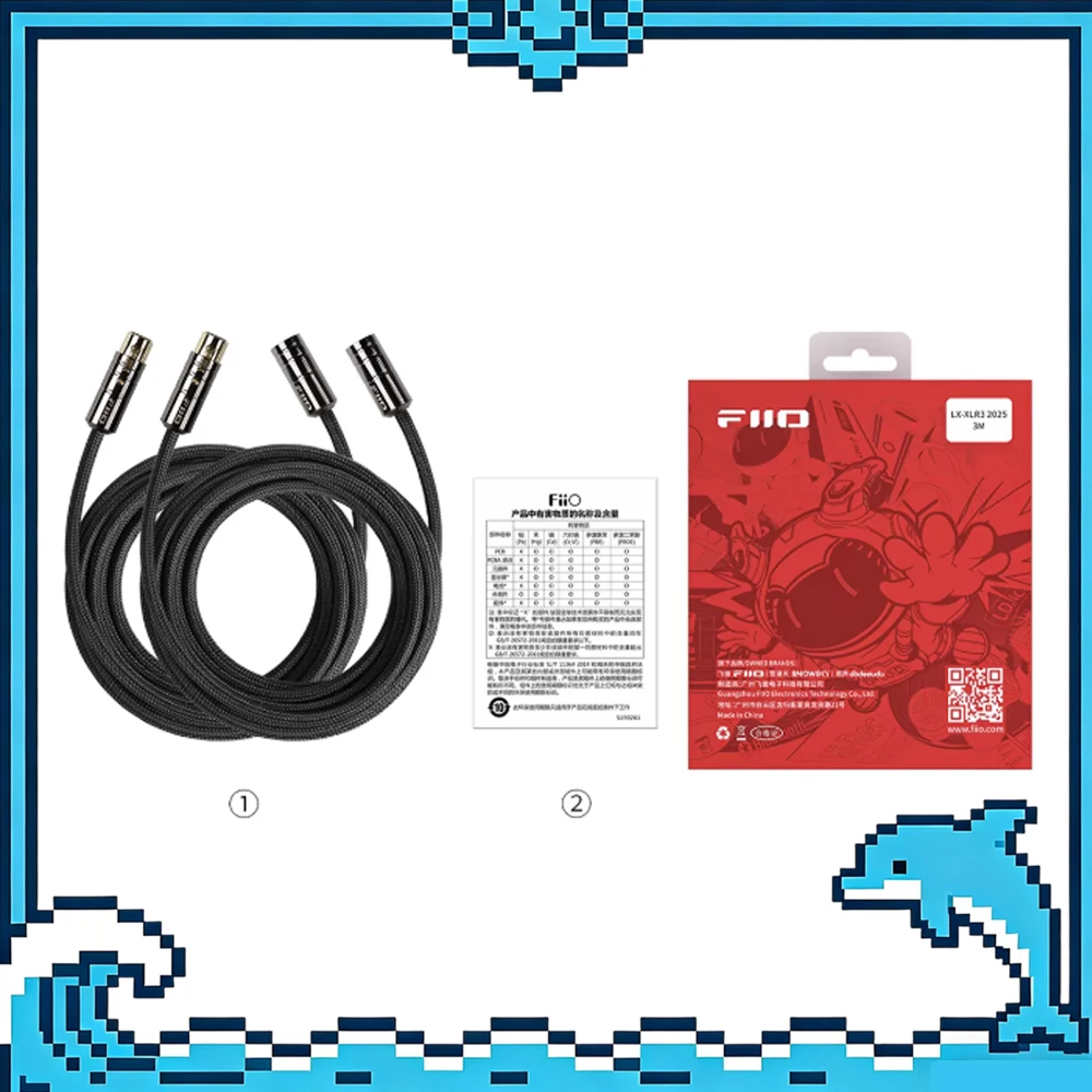 FiiO LX-XLR3 2025 3-Pin XLR Male-to-Female Audio Cable, 20AWG High-Purity OFC Conductors(20AWG×3), 3Meters Length
