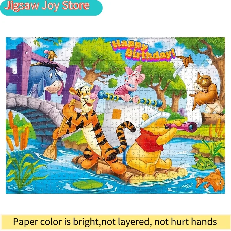 

1000pcs Tigger, Piglet & Eeyore Jigsaw Puzzle - Winnie-the-Pooh Forest Scene with Happy Birthday Sign, Thick Cardboard Irregul