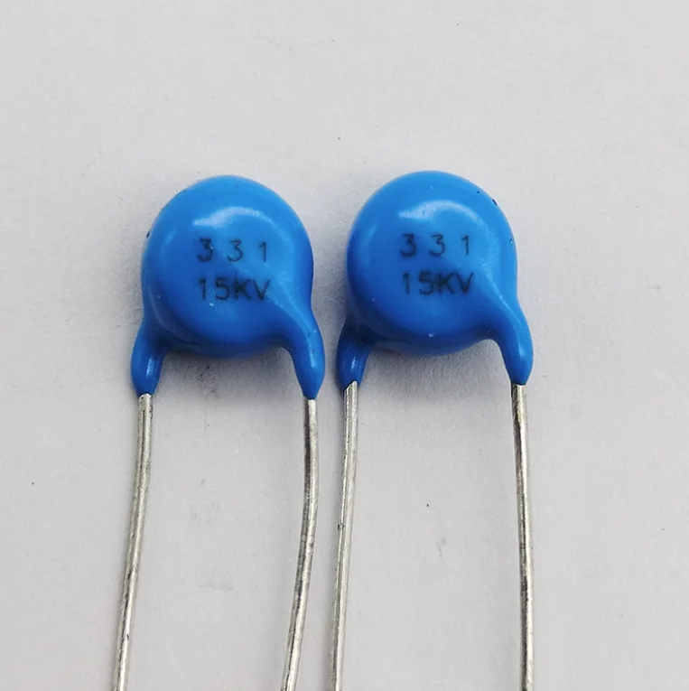 50PCS High voltage blue lead Ceramic capacitor 15KV 331K 330pF X-ray equipment ceramic capacitor