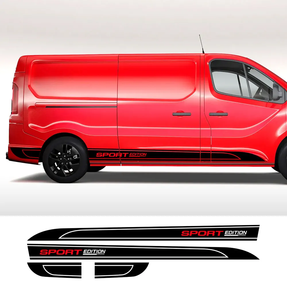 

4Pcs/Lot Car Both Side Stripes Stickers Custom Decor Camper Van Graphics Vinyl Decals Auto Tuning Accessories For Fiat Talento