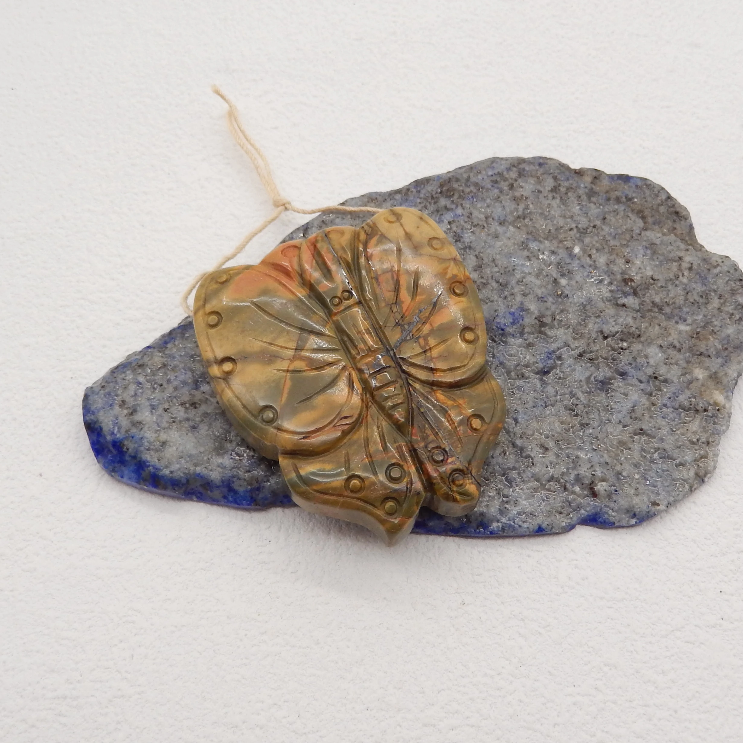 Natural Stone Multi-Color Picasso Jasper Pendant Bead,Handmade Animal Butterfly Pendant, Fashion Jewelry Necklace Accessories