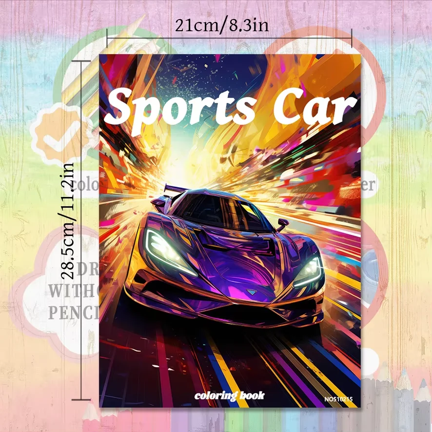 Libro para colorear Racing para adultos - Libro para colorear de 8,3 x 11,2 pulgadas y 22 páginas - Ayuda a reducir el estrés y aliviar las emociones
