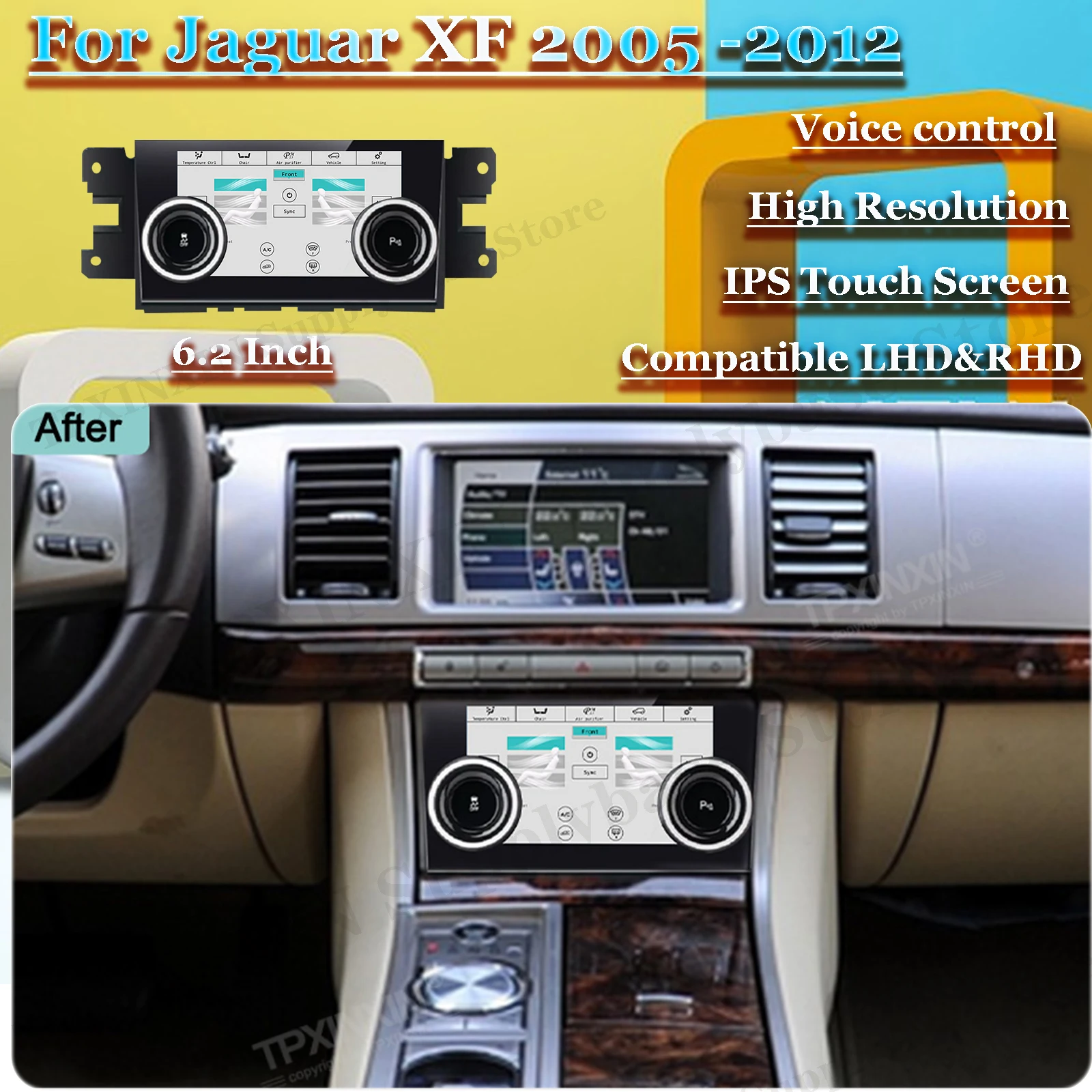 Car Air Conditioning For Jaguar XF 2005~2012 Upgrade Voice Control LCD Touch Climate Control Screen Temperature Display AC Panel