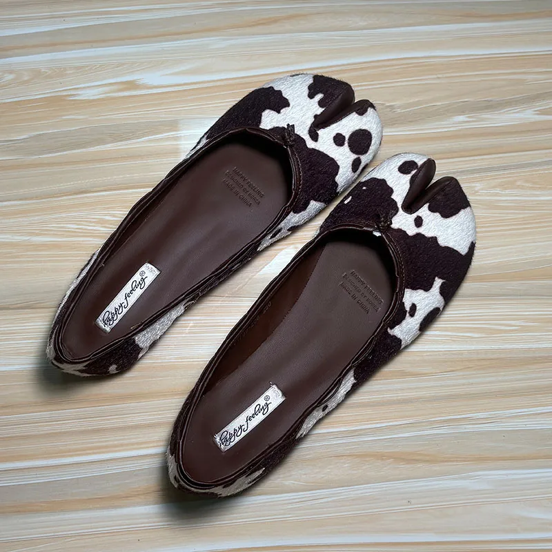 Vrouwen Flats Tabi Ninja Schoenen Vrouw Dames Microfiber Lederen Comfy Flats Split Teen Slippers Zachte Bodem Loafers Effen Korte La