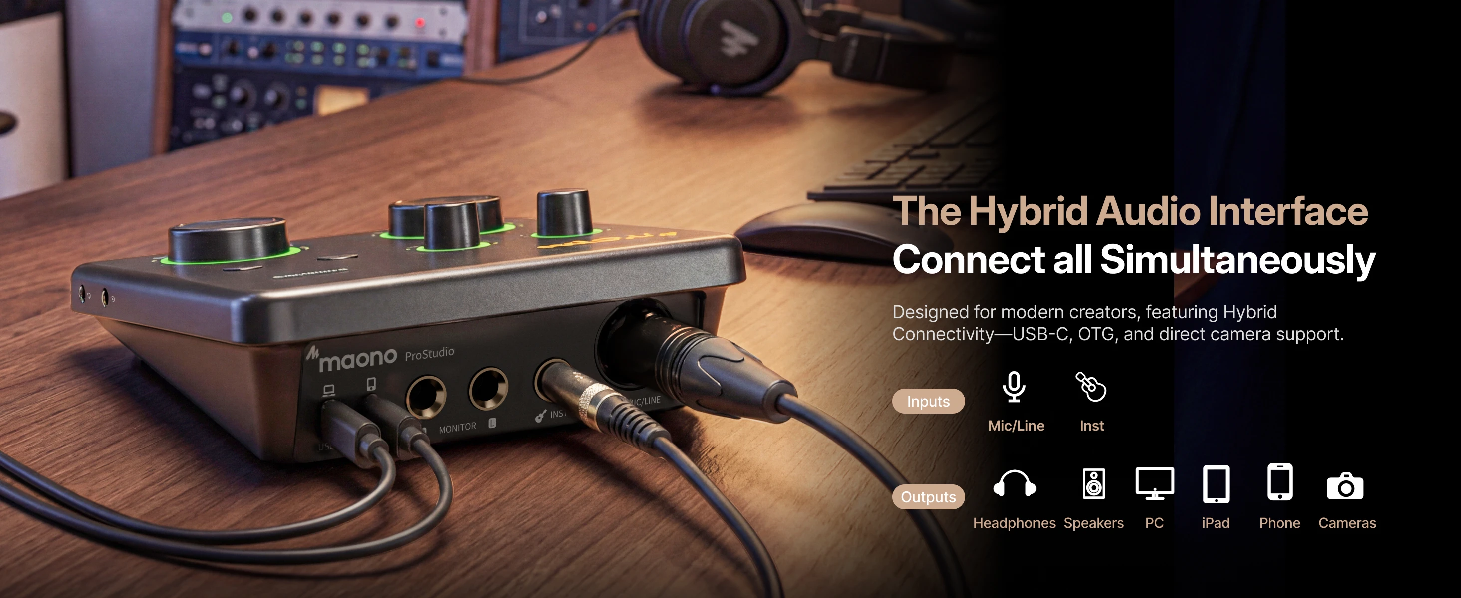 MAONO P1 Hybrid Audio-Interface mit 70dB Verstärkung für PC, Telefon, iPad, Gitarre, Auto-Gain, Loopback, ASIO für Podcast, Streaming, Musikaufnahme – Detail 4