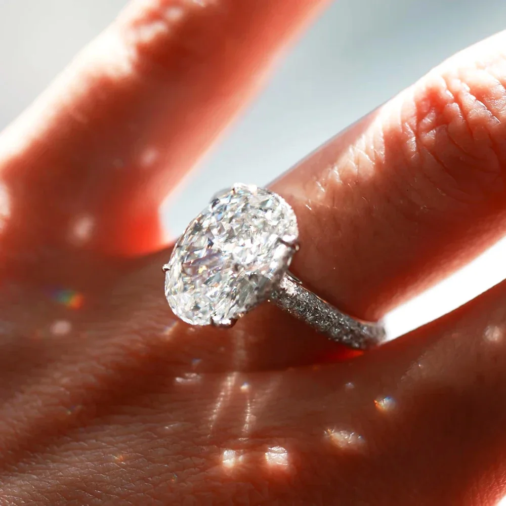 FCGJHW 8CT Oval Cut All Moissanite Ring GRA S...