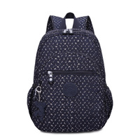 TEGAOTE Black Blue Purple Nylon Flower Pattern Fashion Casual A4 Girl Boy Women Men School Backpack Lightweight Travel Bag M1318