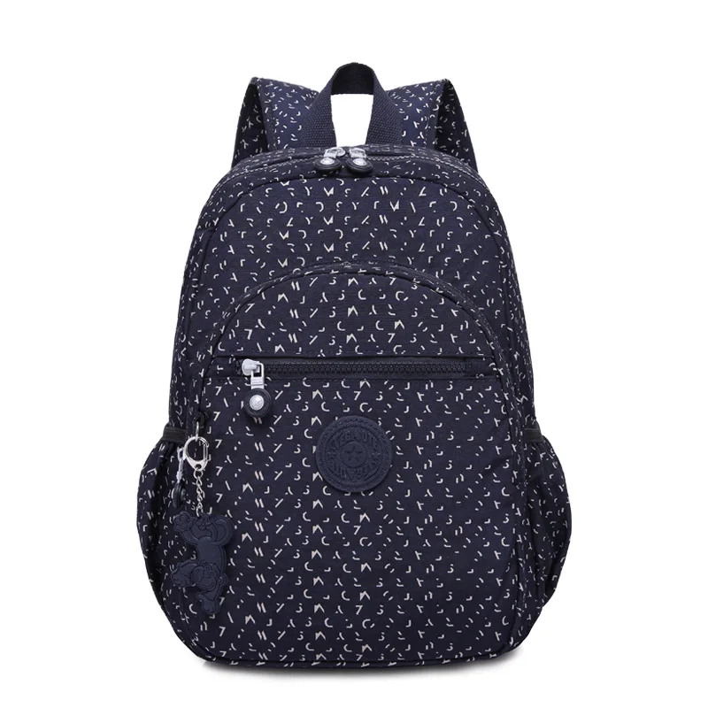 TEGAOTE Black Blue Purple Nylon Flower Pattern Fashion Casual A4 Girl Boy Women Men School Backpack Lightweight Travel Bag M1318