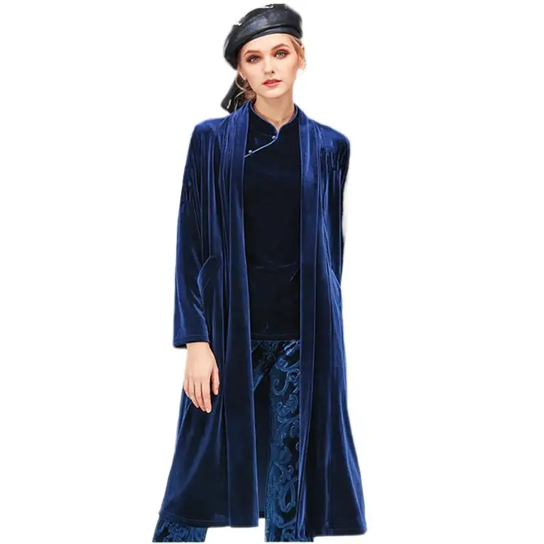 Autumn Winter Coat Women 2024 Casual Solid velour Jackets Winter Elegant Long velvet Coat abrigos mujer invierno trench coat