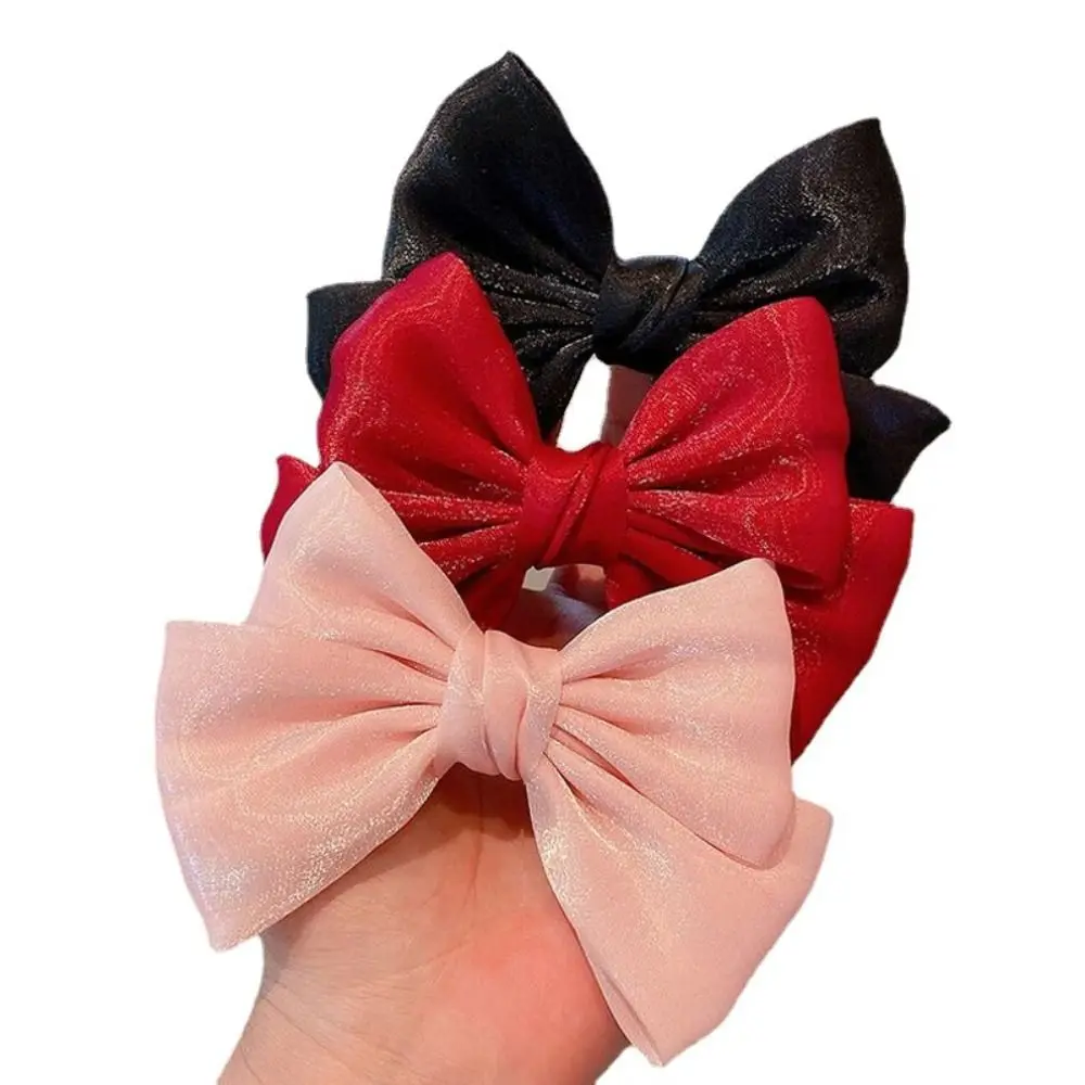 Hair Accessories Stain Bow Hair Clip Headdress Solid Color Princess Duckbill Clip Lolita Korean Style Children Barrettes Girls