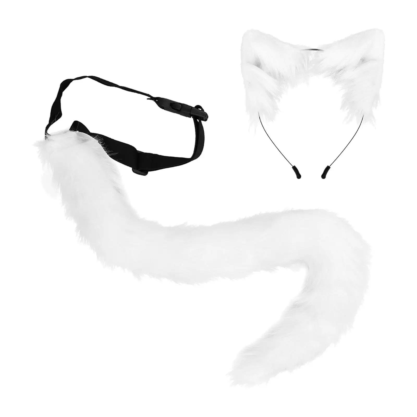 Faux Fur Ears and Tail Set Ear Headband for Mardi Gras Graduation Ceremony