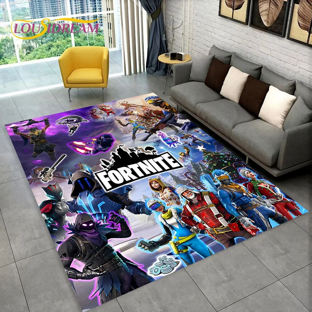 Cartoon Game 3D F-Fortnite HD Game Rug Carpet for Living Room Bedroom Home Decor,Floor Mat Non-slip for Sofa Doormat Gift Kids