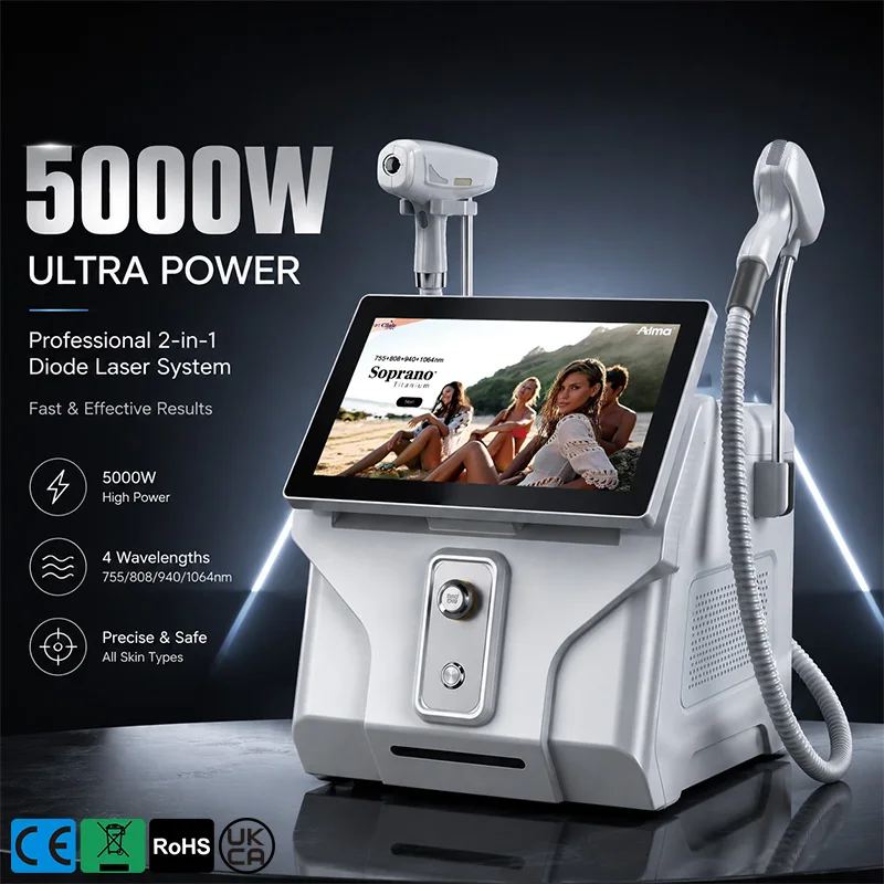 2026 Professional 5000W 2-in-1 Diode Laser Hair Removal & Tattoo Removal Machine 5 Wavelengths | High-Frequency Technology | Advanced Cooling System