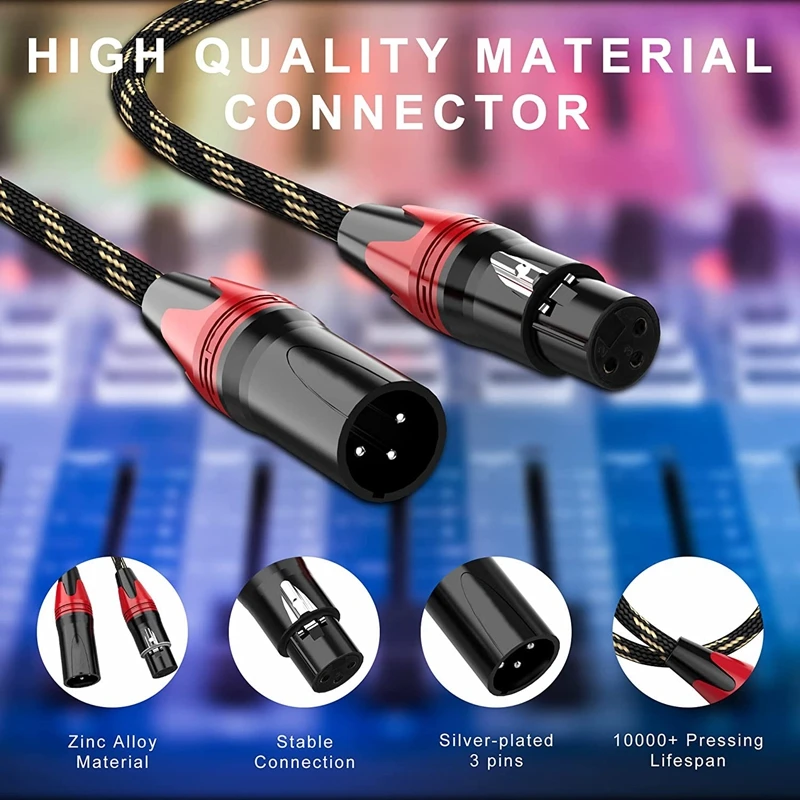 Large 3Pin XLR Cable Male to Female Audio Cables with Mesh Sleeve Cannon Balance Microphone Mixer EQ KTV Balanced Speaker Line