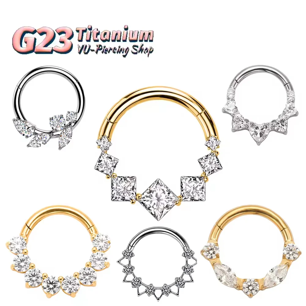 

ASTM F136 Titanium Alloy Luxury Zirconia Nose Ring Stud Set - Unisex Low-Allergy Fashion Body Piercing Jewelry for Septum