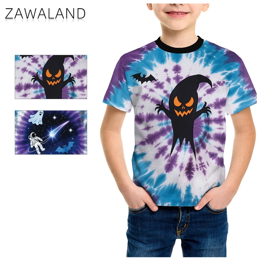 

Tie-dye Printed Street Tshirt Cosplay Halloween Party Costumes Streetwear Summer Tops Loose Outfit Children Short Sleeve Clothes