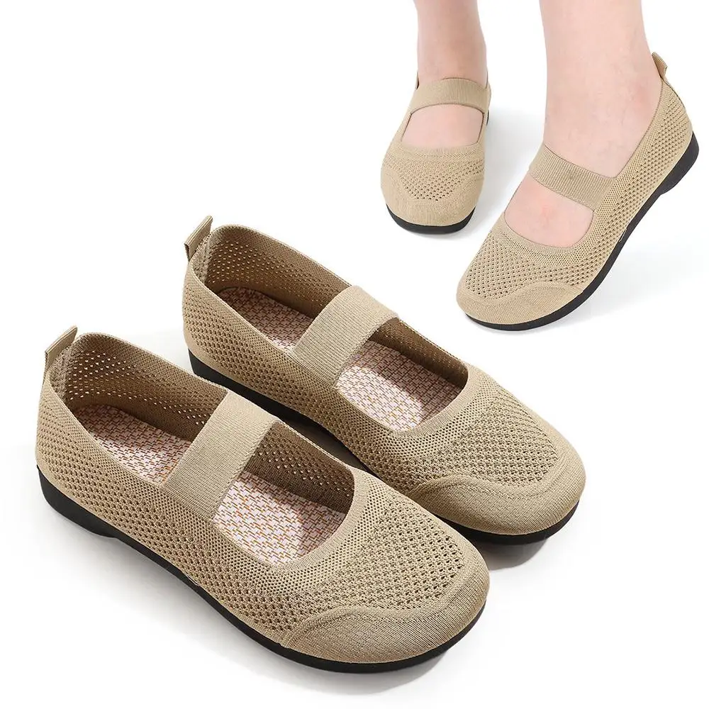 Fashion Hollow Out Women Flats Shoes Breathable Slip on Foldable Loafers Mom Casual Shoes Mesh Soft Sole Work Shoes for Ladies