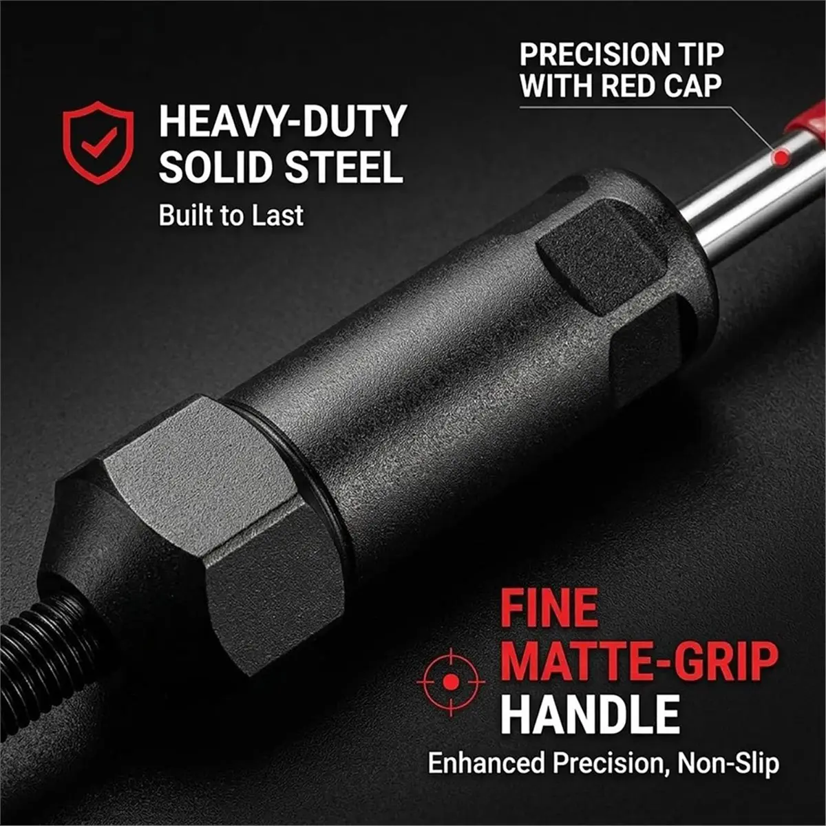 Heavy Duty Grease Fitting Cleaner Tool with M6 M8 M10 Thread Adapters, Long Steel Hydraulic Unclogger