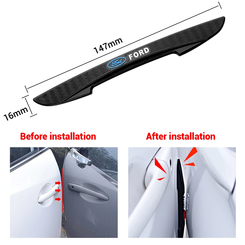 Para Protector de Borde de puerta de coche de goma, pegatina anticolisión, tiras antiarañazos para Ford Mondeo Focus 2 3 4 Mustang Fiesta Ghia