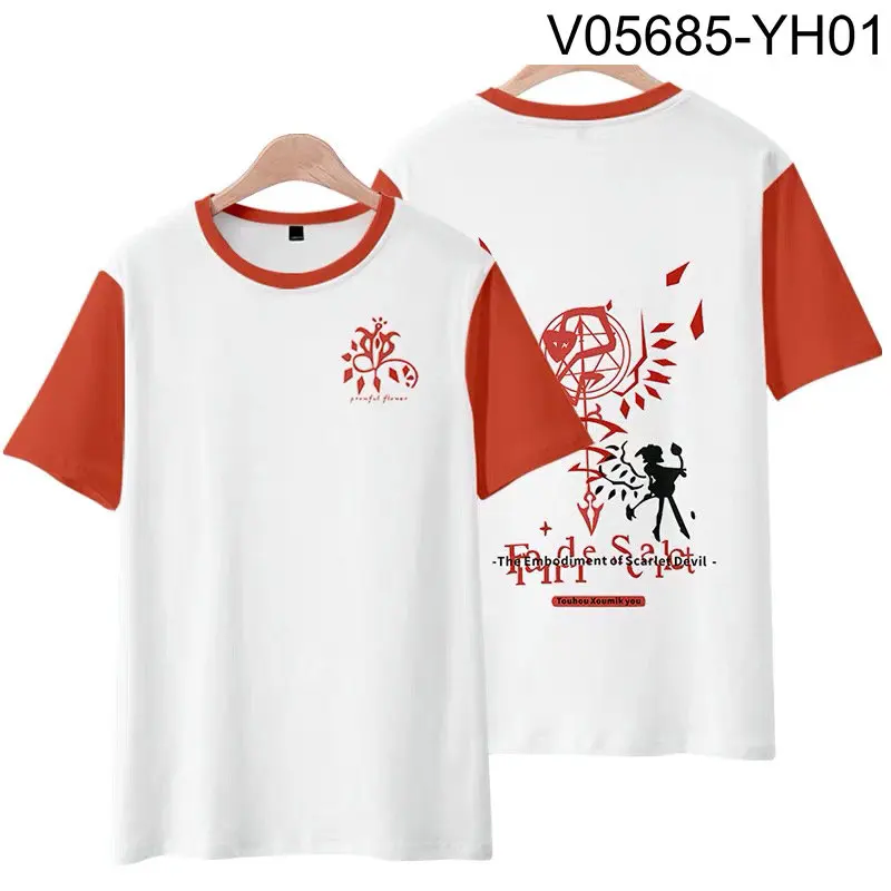 TouHou Project T-shirt print 3D mode musim panas kerah bulat lengan pendek Anime Jepang populer Streetwear ukuran Plus