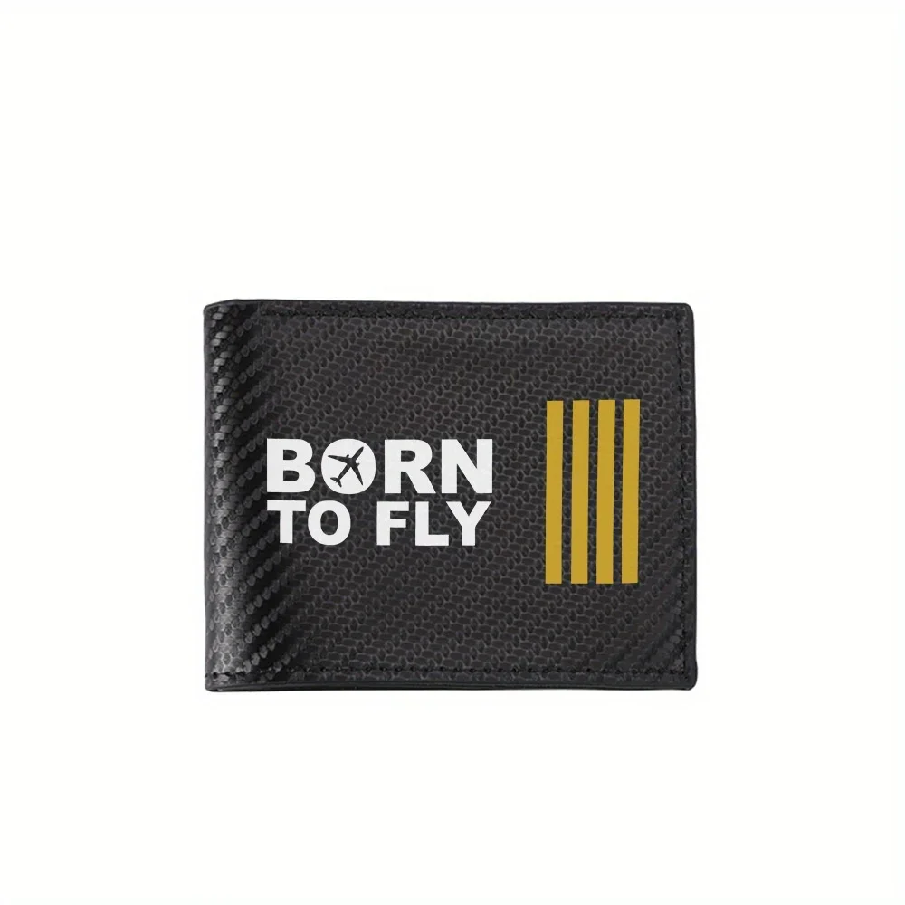 Text airplane design black and white Men's Wallets Simple Business Modern Stylish Printing Design Gifts For Father Boyfriend Chr