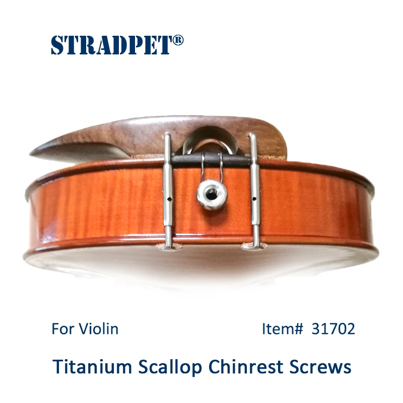 STRADPET Titanium SCALLOP/SCALLOP-Pro Chinrest Screws for Violin or Viola in Titanium Bright, Chinrest Clamps, Chinrest Brackets