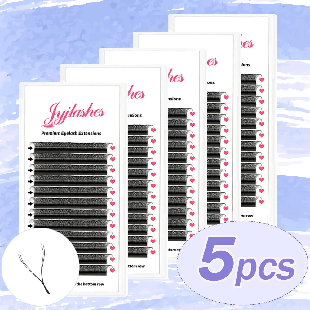 JYJLASHES-Y Cílios Forma, Cílios Floração, Cilia Brasileiro Volume Fans, 8-15mm Mix, 5 Bandejas, YY Forma Cílios Extensão