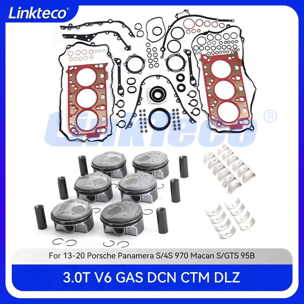 

Engine Piston Ring Full gasket Set Main & Con Rod bearing For 3.0 T L 13-20 Porsche Panamera S/4S 970 Macan S/GTS 95B 3.0T 3.0L